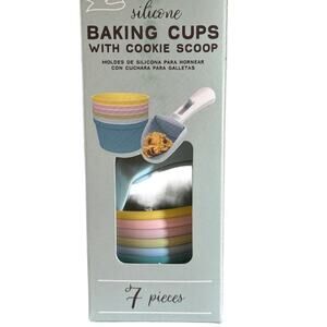 NIB Crofton Silicone Baking Cups w Cookie Scoop 7pc Set Reusable Muffin